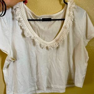 White macrame detailed shirt. Casual and cute